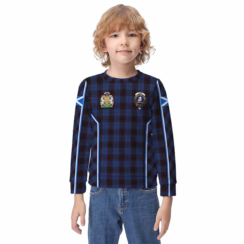 Home (Hume) Tartan Crest Kid Knitted Sweatshirt Scotland Coat of Arm Flag Style - Tartan Vibes Clothing
