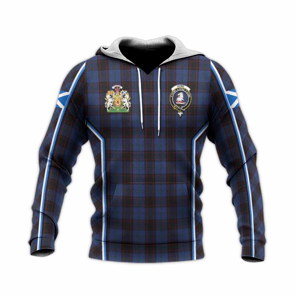 Home (Hume) Tartan Crest Knitted Hoodie Scotland Coat of Arm Flag Style - Tartan Vibes Clothing