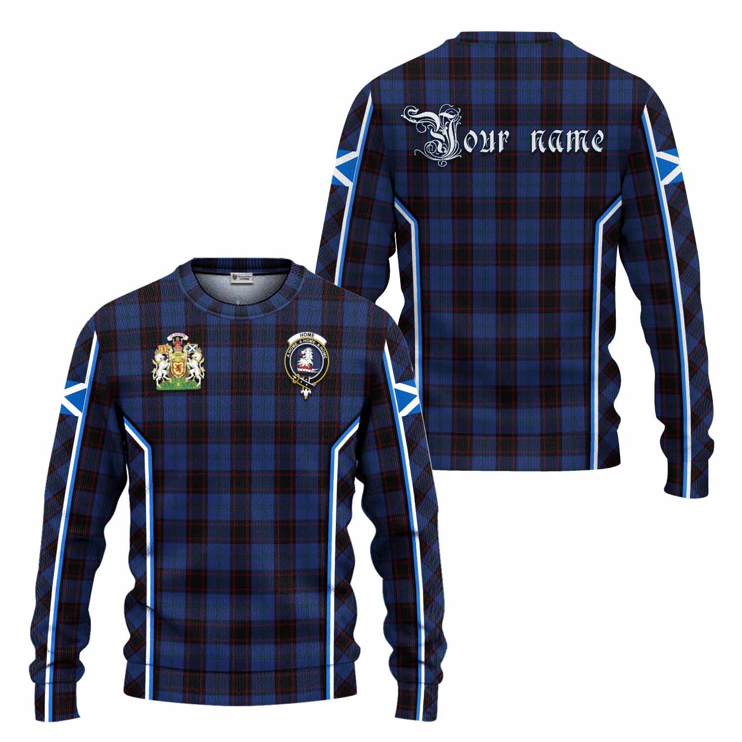 Home (Hume) Tartan Crest Knitted Sweater Scotland Coat of Arm Flag Style - Tartan Vibes Clothing
