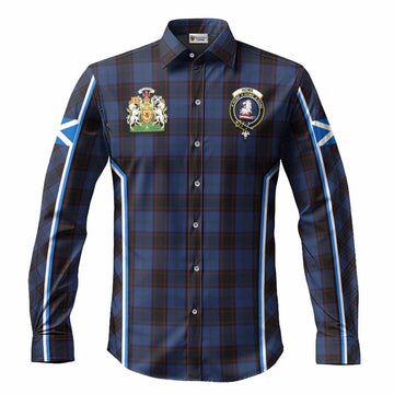 Home (Hume) Tartan Crest Long Sleeve Button Shirts Scotland Coat of Arm Flag Style