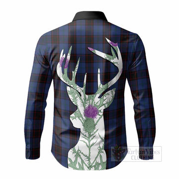 Home (Hume) Tartan Crest Long Sleeve Button Shirts Scottish Stag Thistle Floral Art