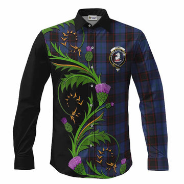 Home (Hume) Tartan Crest Long Sleeve Button Shirts Scottish Thistle Pride Heritage Art