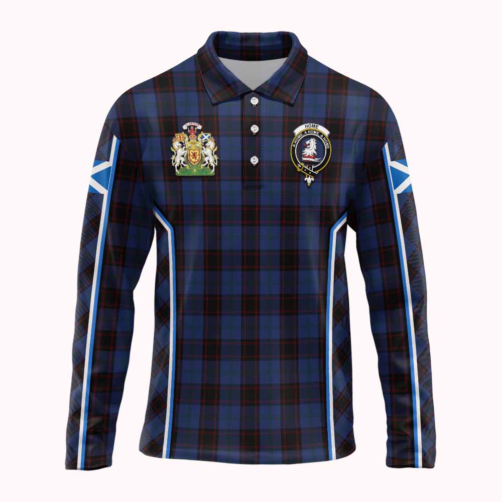 Home (Hume) Tartan Crest Long Sleeve Polo Shirt Scotland Coat of Arm Flag Style - Tartan Vibes Clothing