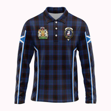 Home (Hume) Tartan Crest Long Sleeve Polo Shirt Scotland Coat of Arm Flag Style - Tartan Vibes Clothing