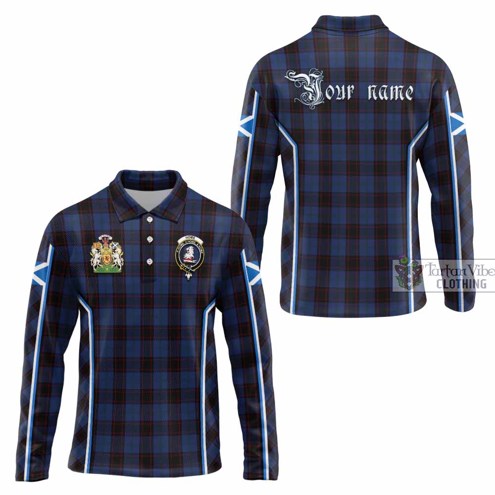 Home (Hume) Tartan Crest Long Sleeve Polo Shirt Scotland Coat of Arm Flag Style - Tartan Vibes Clothing