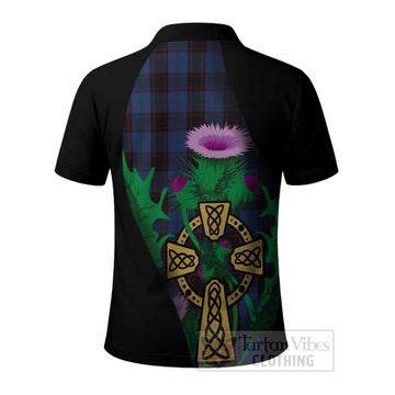 Home (Hume) Tartan Crest Polo Shirt Celtic Cross Thistle Flowers