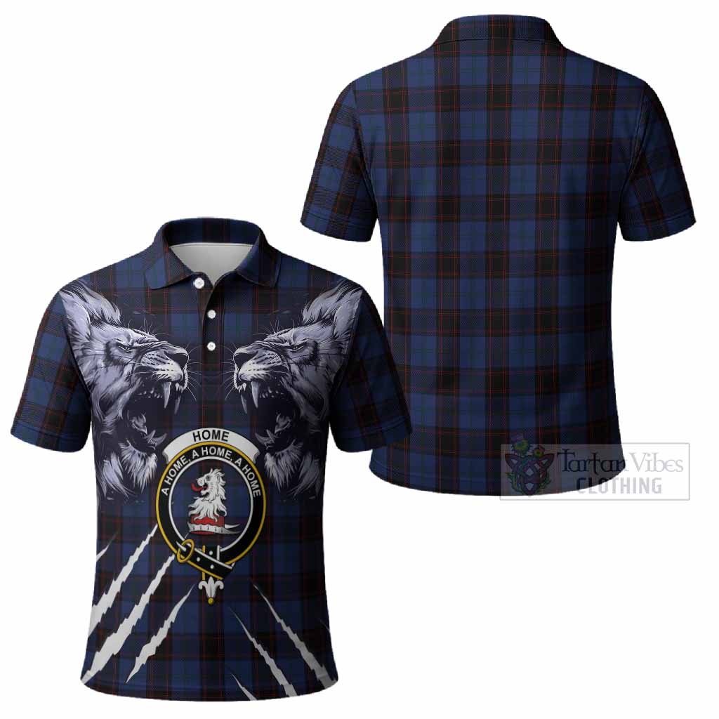 Home (Hume) Tartan Crest Polo Shirt Ferocious Lion Style
