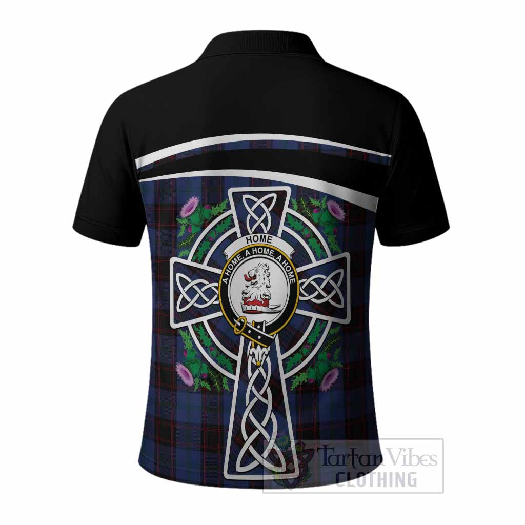 Home (Hume) Tartan Crest Polo Shirt Scottish Thistle Celtic Cross Alba Gu Brath