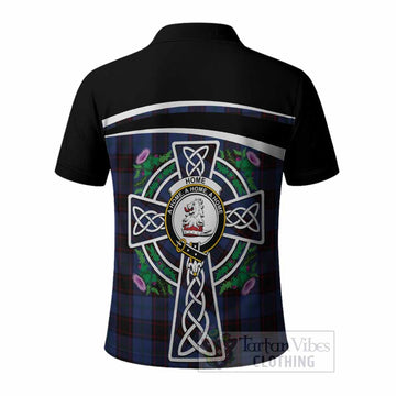 Home (Hume) Tartan Crest Polo Shirt Scottish Thistle Celtic Cross Alba Gu Brath
