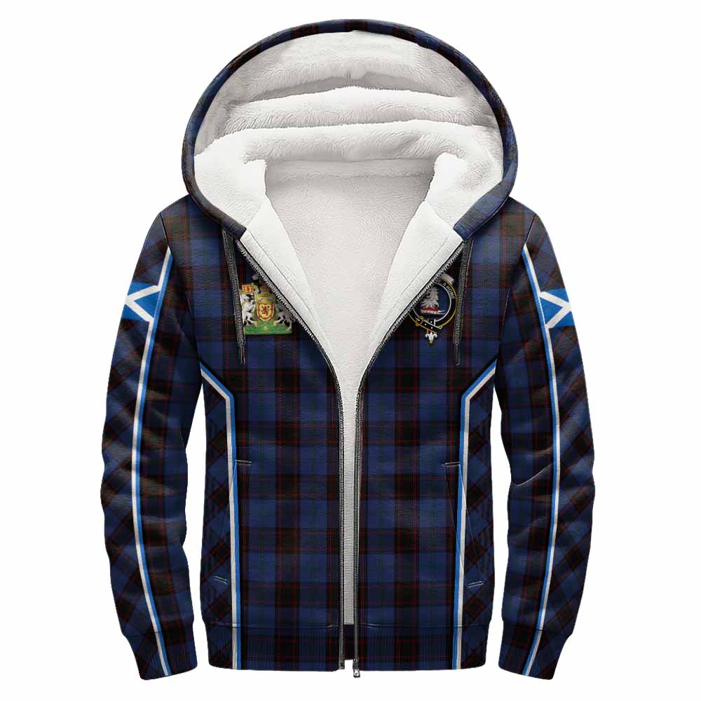 Home (Hume) Tartan Crest Sherpa Hoodie Scotland Coat of Arm Flag Style - Tartan Vibes Clothing