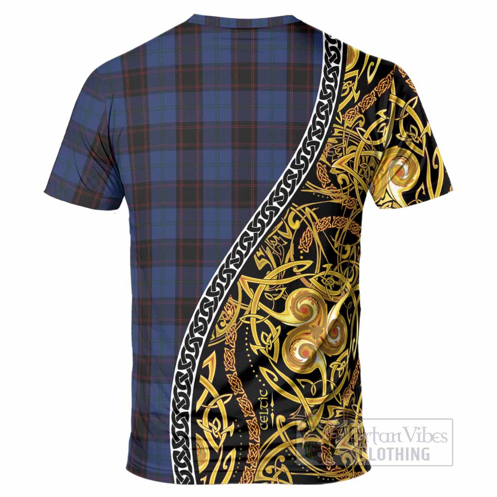 Home (Hume) Tartan Crest T-Shirt Celtic Knot and Triple Trickle Spiral Symbols