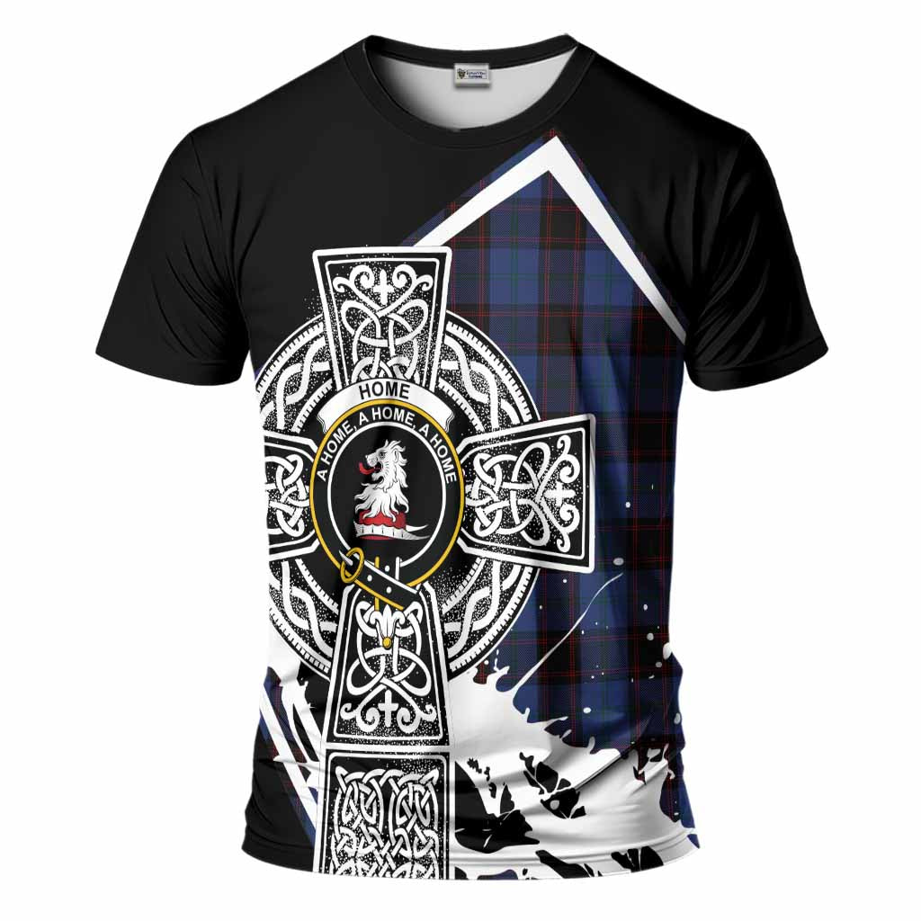Home (Hume) Tartan Crest T-Shirt Scottish Celtic Cross Heritage