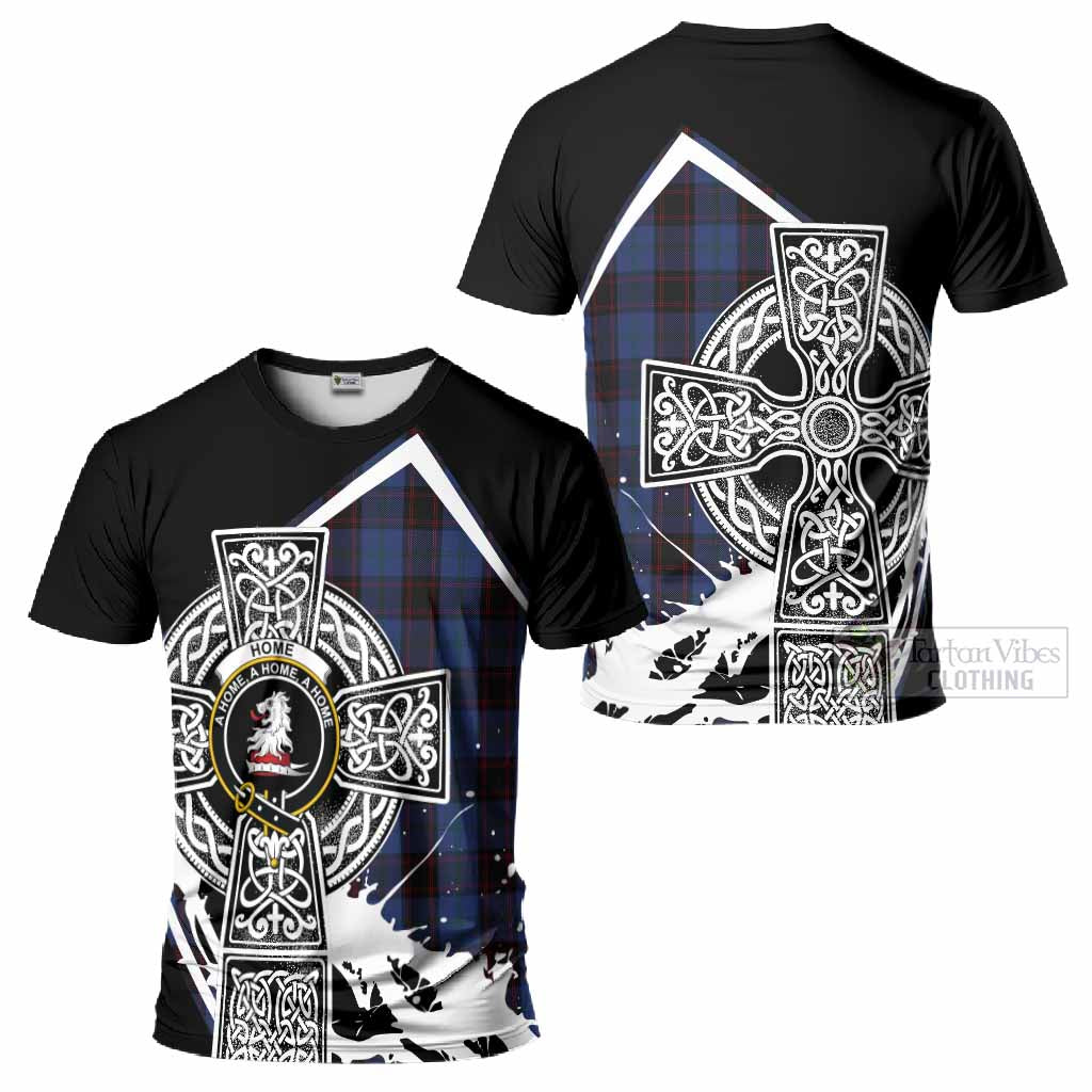 Home (Hume) Tartan Crest T-Shirt Scottish Celtic Cross Heritage