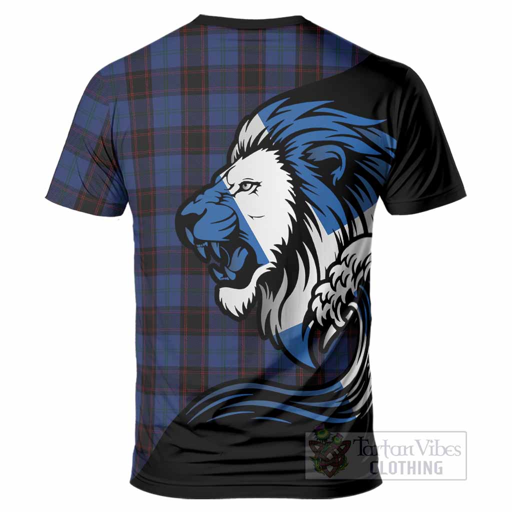 Home (Hume) Tartan Crest T-Shirt Scottish Golden Lions Wave Flow
