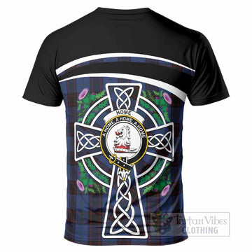 Home (Hume) Tartan Crest T-Shirt Scottish Thistle Celtic Cross Alba Gu Brath