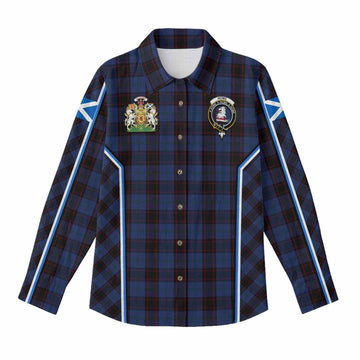 Home (Hume) Tartan Crest Women Casual Shirt Scotland Coat of Arm Flag Style - Tartan Vibes Clothing