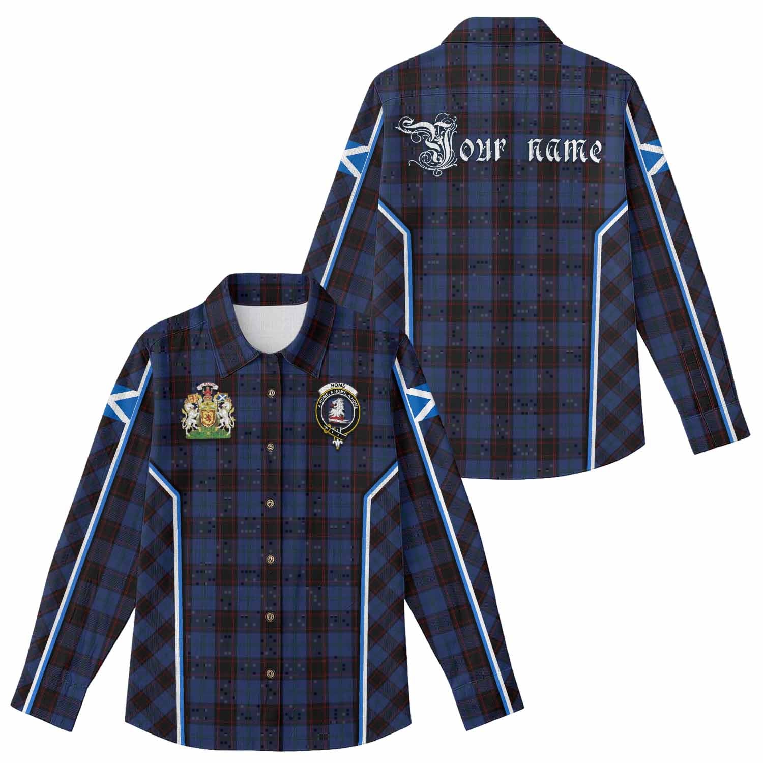 Home (Hume) Tartan Crest Women Casual Shirt Scotland Coat of Arm Flag Style - Tartan Vibes Clothing