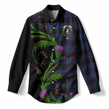 Home (Hume) Tartan Crest Women Casual Shirt Scottish Thistle Pride Heritage Art