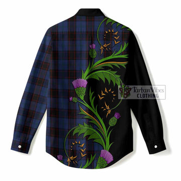 Home (Hume) Tartan Crest Women Casual Shirt Scottish Thistle Pride Heritage Art