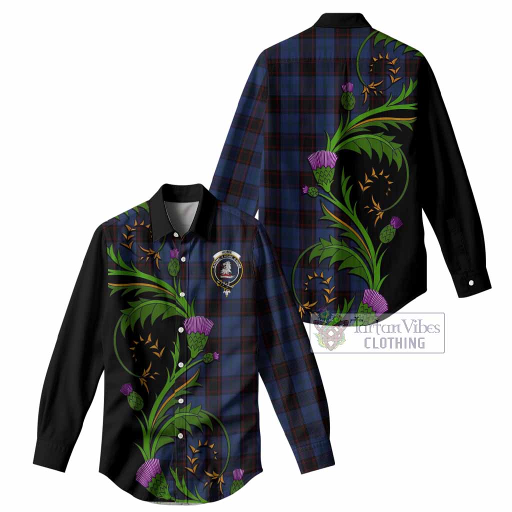 Home (Hume) Tartan Crest Women Casual Shirt Scottish Thistle Pride Heritage Art