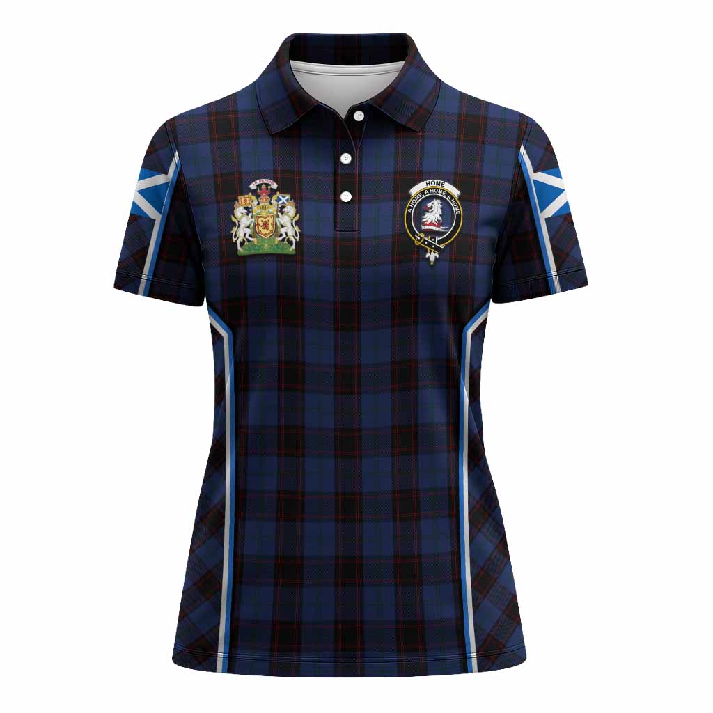 Home (Hume) Tartan Crest Women's Polo Shirt Scotland Coat of Arm Flag Style - Tartan Vibes Clothing