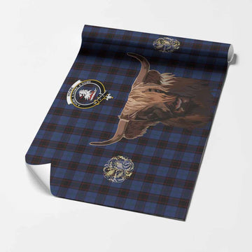 Home (Hume) Tartan Crest Wrapping Paper Scotland Heilan Coo Tartan Seamless Style