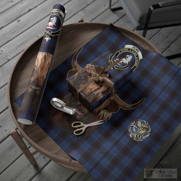 Home (Hume) Tartan Crest Wrapping Paper Scotland Heilan Coo Tartan Seamless Style
