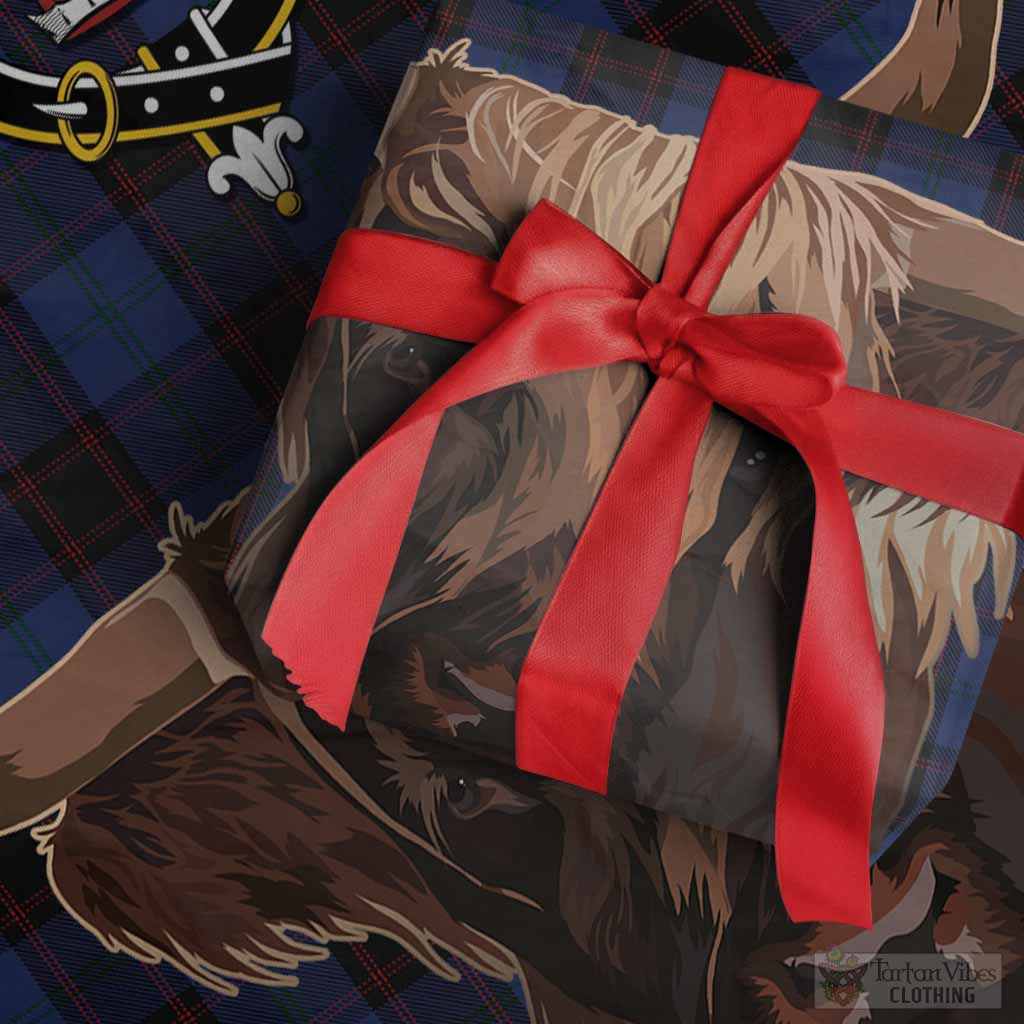 Home (Hume) Tartan Crest Wrapping Paper Scotland Heilan Coo Tartan Seamless Style