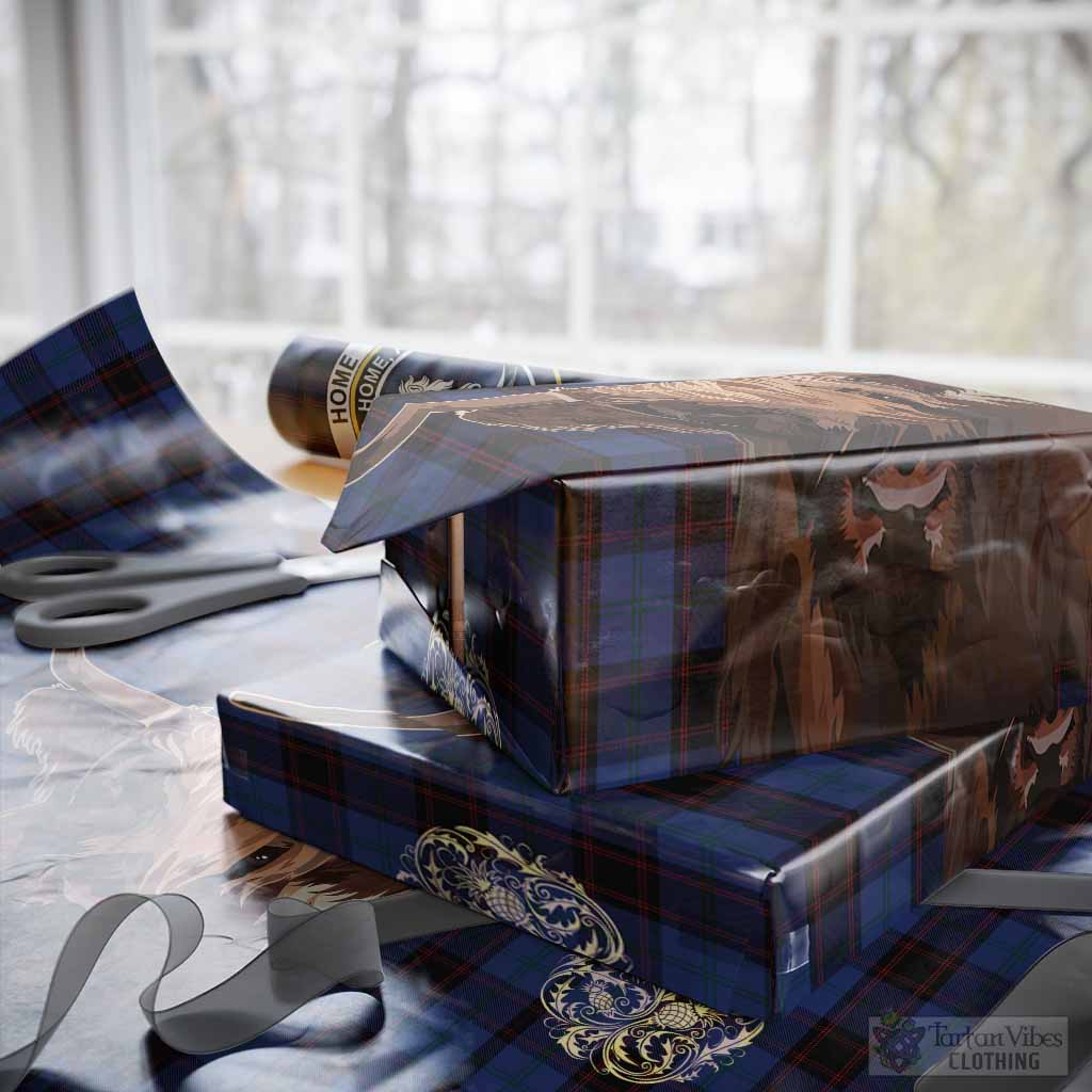 Home (Hume) Tartan Crest Wrapping Paper Scotland Heilan Coo Tartan Seamless Style