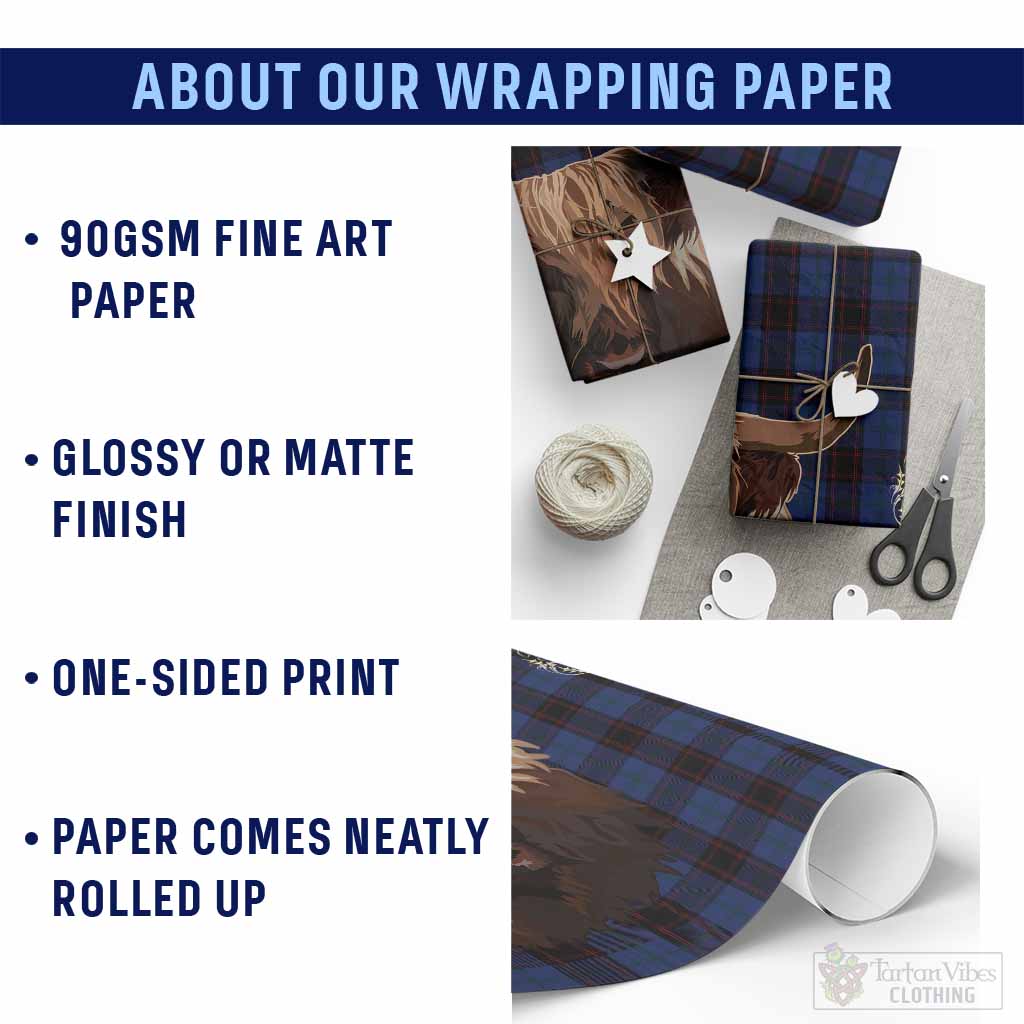 Home (Hume) Tartan Crest Wrapping Paper Scotland Heilan Coo Tartan Seamless Style