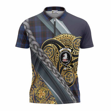 Home (Hume) Tartan Crest Zipper Polo Shirt Scottish Triskele Celtic