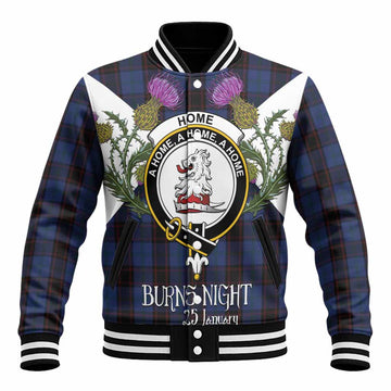 Home (Hume) Tartan Family Crest Baseball Jacket Scottish Burns Night Thistle Floral