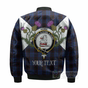 Home (Hume) Tartan Family Crest Bomber Jacket Scottish Burns Night Thistle Floral