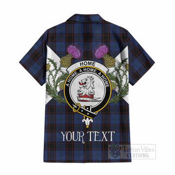 Home (Hume) Tartan Family Crest Cotton Hawaiian Shirt Scottish Burns Night Thistle Floral