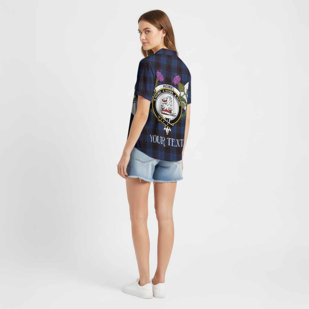 Home (Hume) Tartan Family Crest Cotton Hawaiian Shirt Scottish Burns Night Thistle Floral