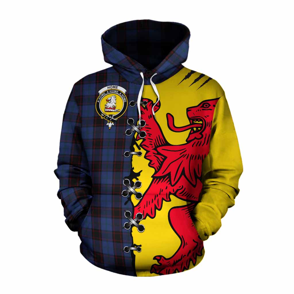 Home (Hume) Tartan Family Crest Cotton Hoodie Lion Rampant Honor - Tartan Vibes Clothing