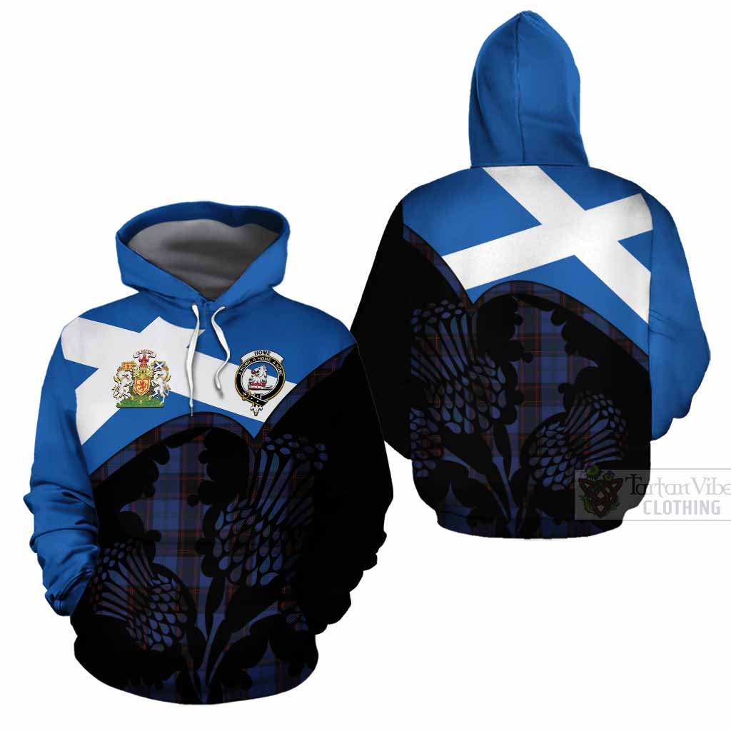 Home (Hume) Tartan Family Crest Cotton Hoodie Scotland Thistle Floral Flag Style