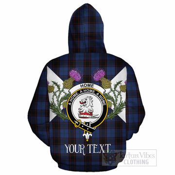 Home (Hume) Tartan Family Crest Cotton Hoodie Scottish Burns Night Thistle Floral