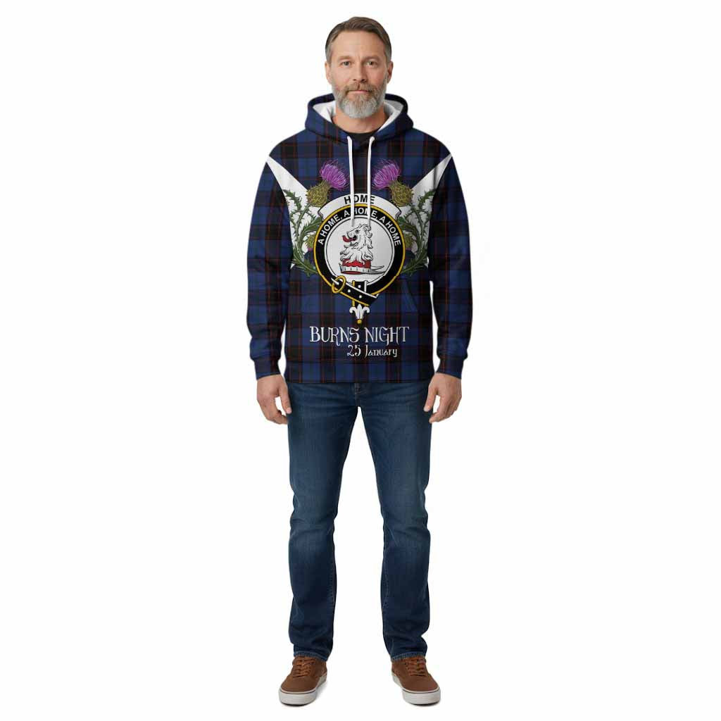 Home (Hume) Tartan Family Crest Cotton Hoodie Scottish Burns Night Thistle Floral