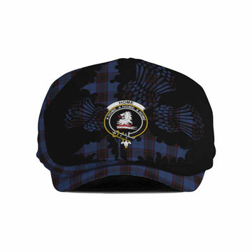 Home (Hume) Tartan Family Crest Flat Cap, Jeff Cap Scotland Thistle Floral