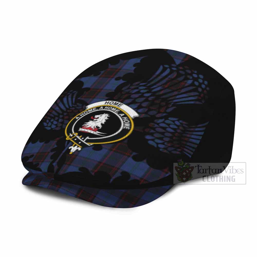 Home (Hume) Tartan Family Crest Flat Cap, Jeff Cap Scotland Thistle Floral