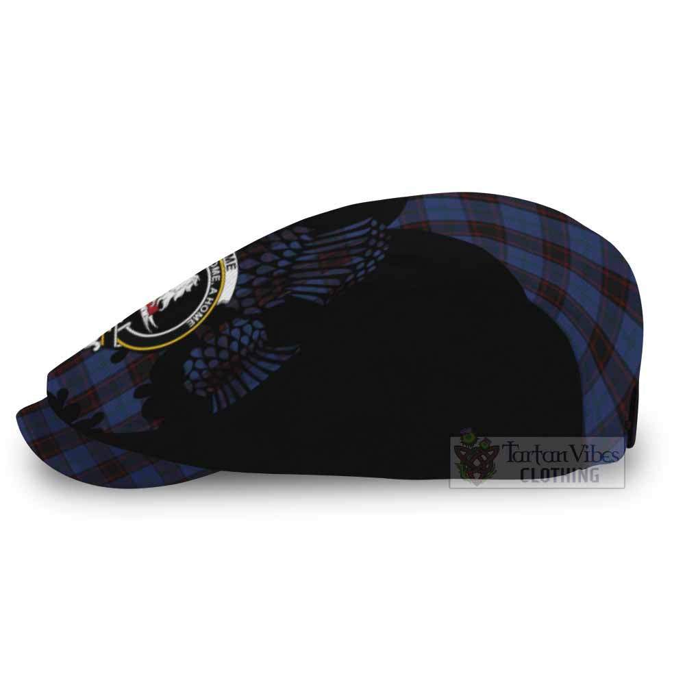 Home (Hume) Tartan Family Crest Flat Cap, Jeff Cap Scotland Thistle Floral