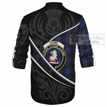 Home (Hume) Tartan Family Crest Ghillie Kilt Shirt Celtic Scottish Thistle Floral