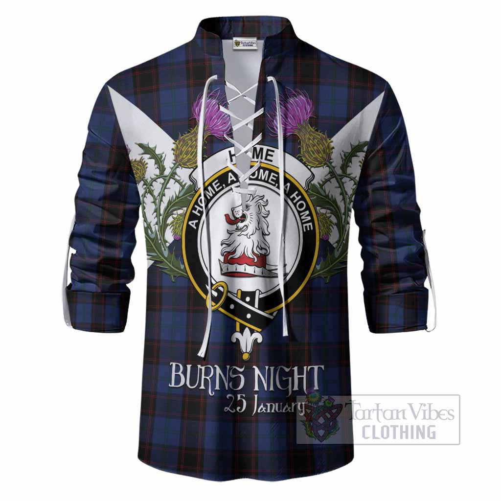 Home (Hume) Tartan Family Crest Ghillie Shirt Scottish Burns Night Thistle Floral