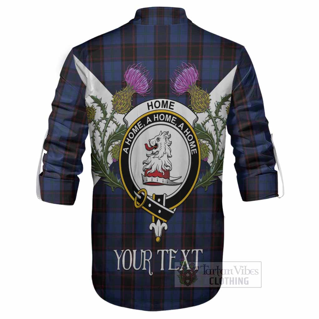 Home (Hume) Tartan Family Crest Ghillie Shirt Scottish Burns Night Thistle Floral
