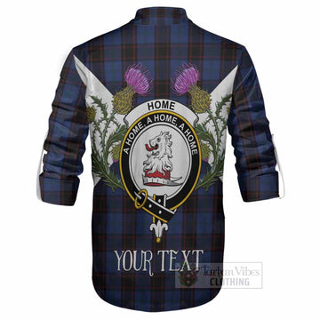 Home (Hume) Tartan Family Crest Ghillie Shirt Scottish Burns Night Thistle Floral