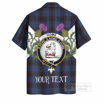 Home (Hume) Tartan Family Crest Hawaiian Shirt Scottish Burns Night Thistle Floral