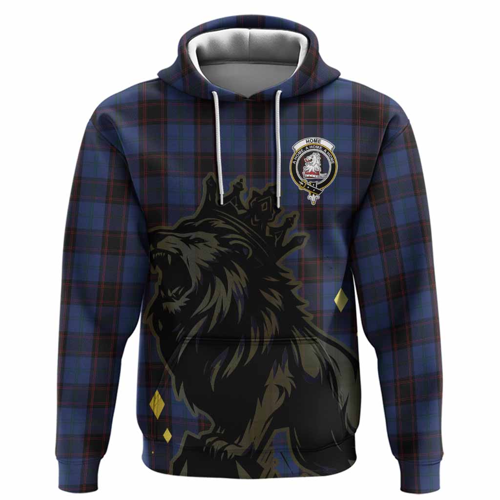 Home (Hume) Tartan Family Crest Hoodie Crowned Lion Roaring