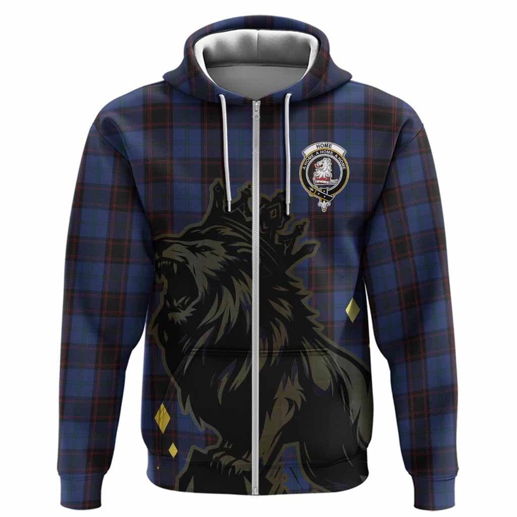 Home (Hume) Tartan Family Crest Hoodie Crowned Lion Roaring