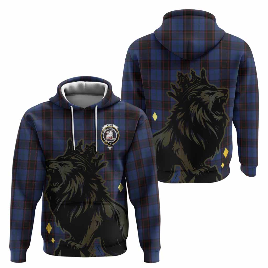 Home (Hume) Tartan Family Crest Hoodie Crowned Lion Roaring